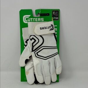 Cutters Gloves Men's Lead-Off Baseball Batting Glove, White/Black, Large